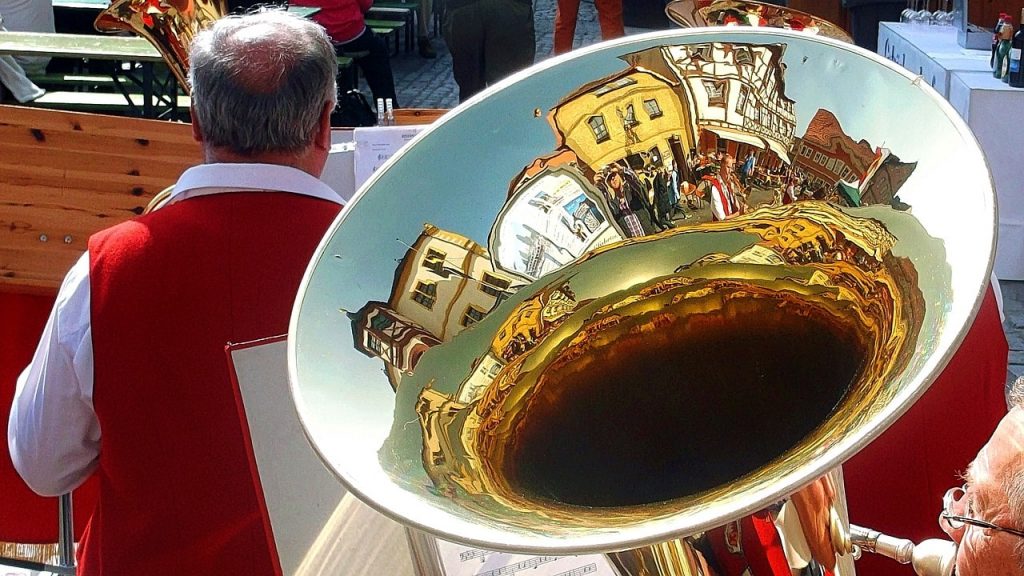 tuba player in folk festival