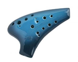 Masterpiece Double Sweet Potato Glazed Blue Ceramic Ocarina